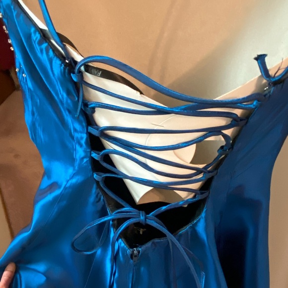 Grad dress, royal blue Faviana convertible lace-up back, sz 11/12 - Picture 4 of 12